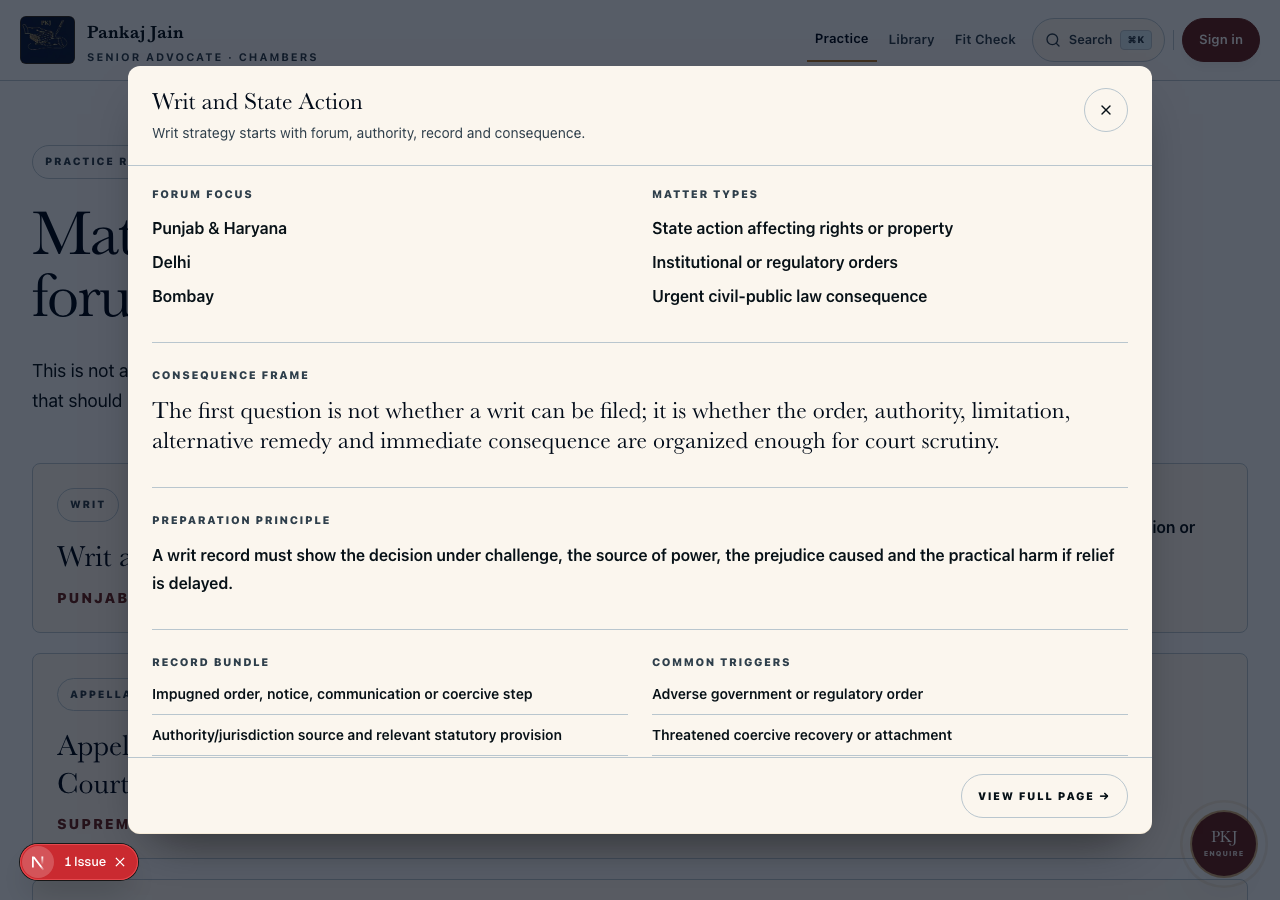 Practice records: writ, appellate and commercial areas as modals